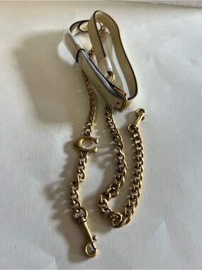 Coach Gold Brass Chain Strap with tan/gold Leather Accent - Women's Accessory